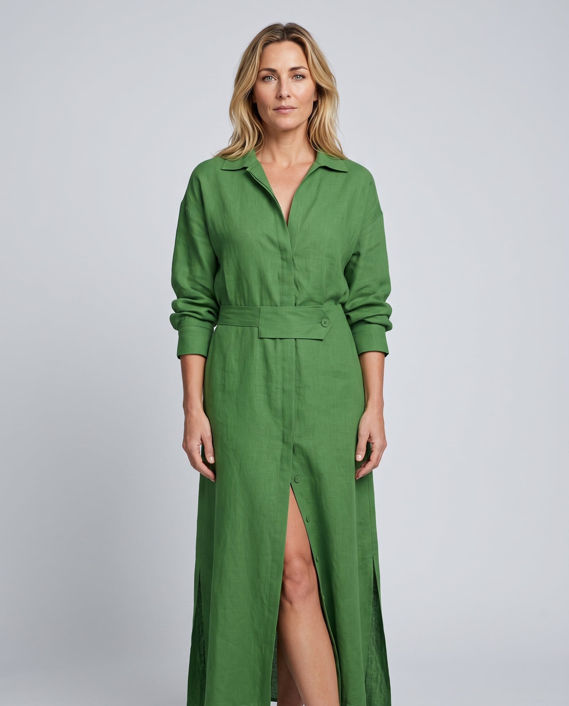 Verity | V-Neck Linen-Blend Maxi Dress