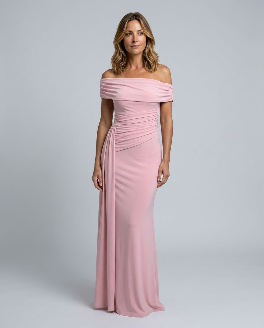 Una | Off-Shoulder Ruched Maxi Dress