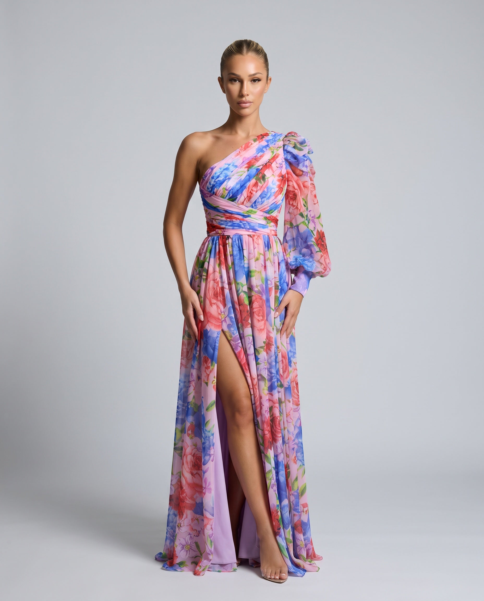 Seraphina | One-Shoulder Floral Split Maxi Dress