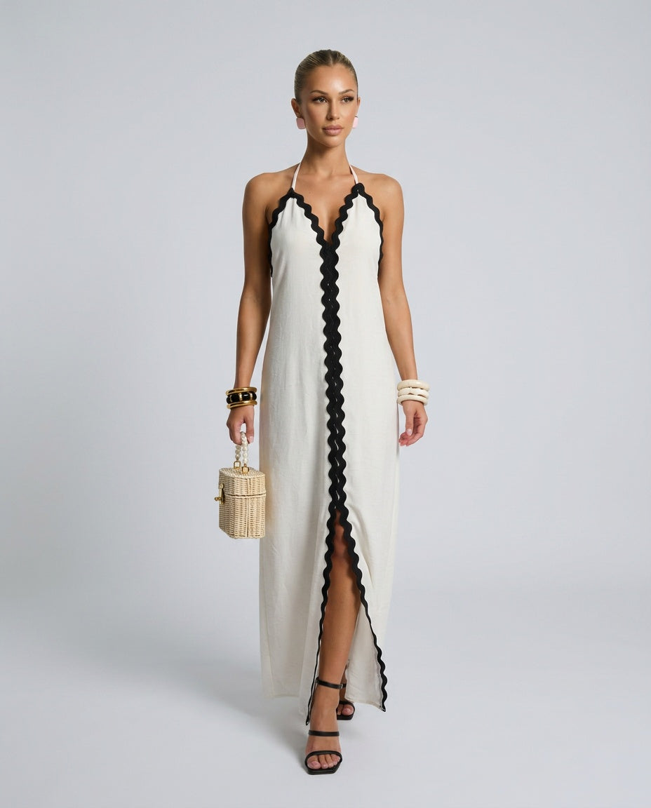 Presley | Scalloped Trim Sleeveless Maxi Dress