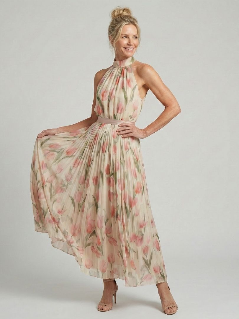 Helena | Halter Neck Floral Midi Dress