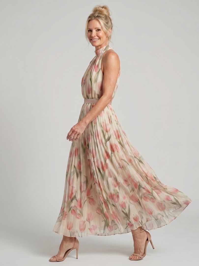 Helena | Halter Neck Floral Midi Dress