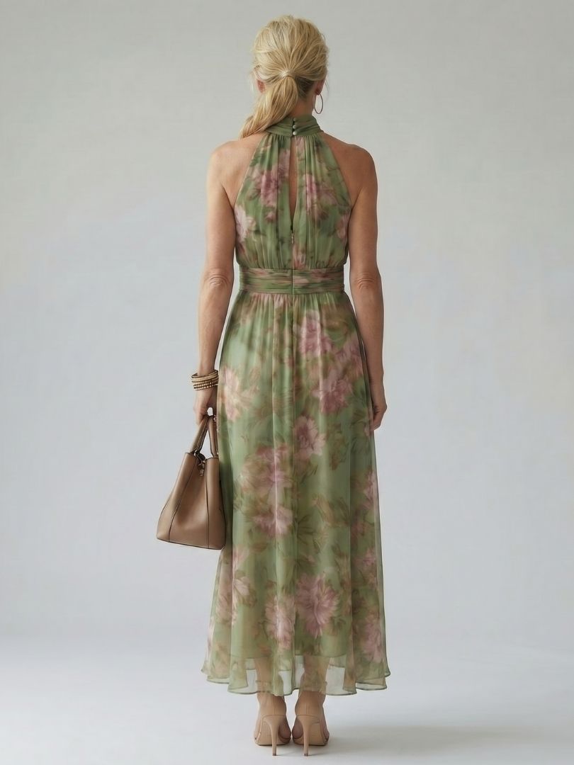 Adeline | Gathered Halter Midi Dress