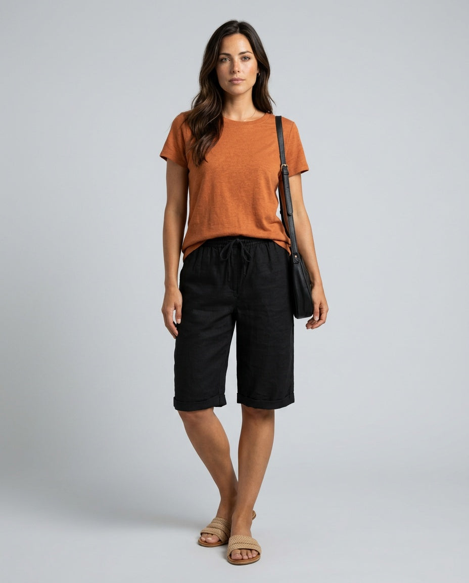 Lila | Knee-Length Drawstring Bermuda Shorts