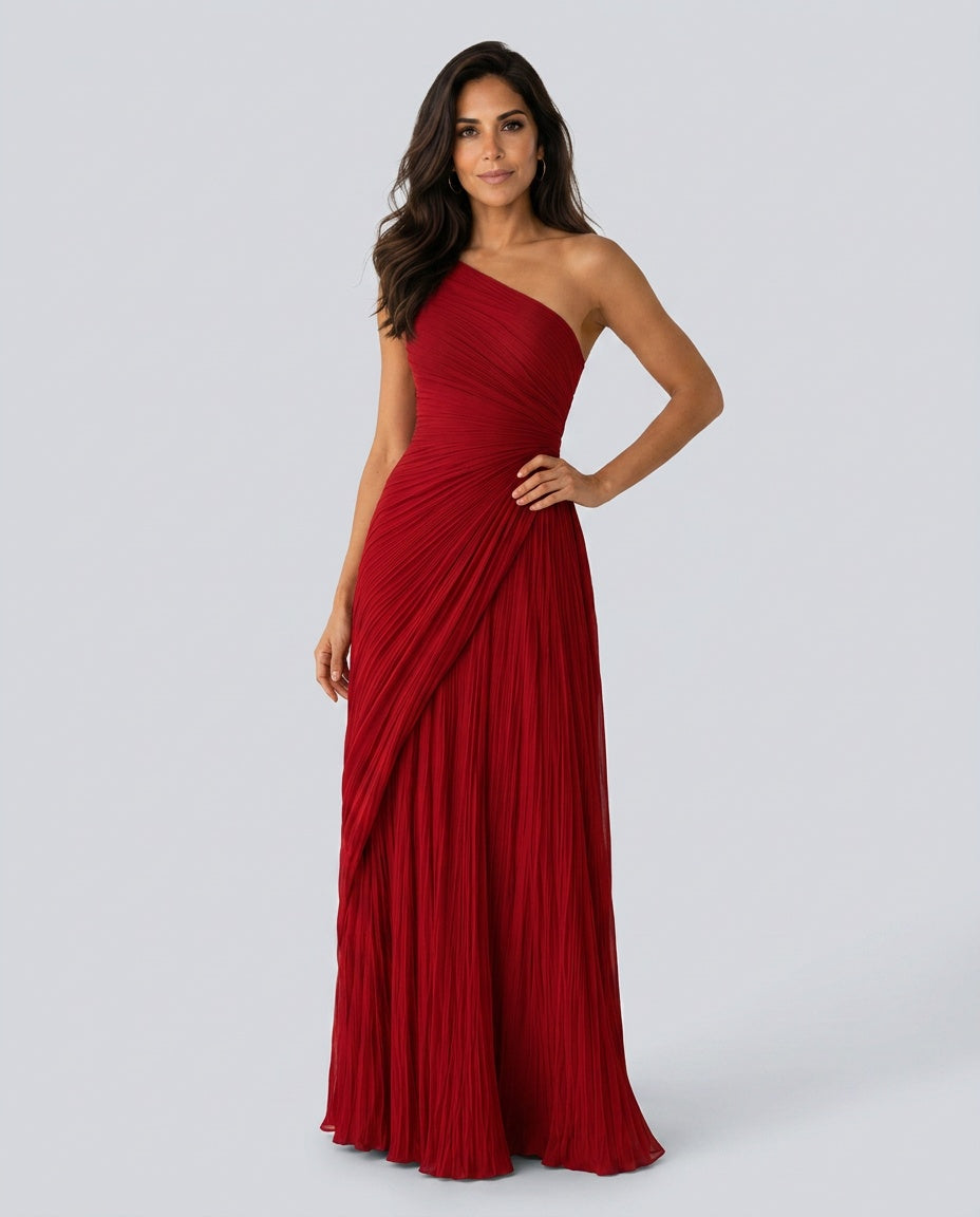 Aubrey | One-Shoulder Pleated Maxi Dress