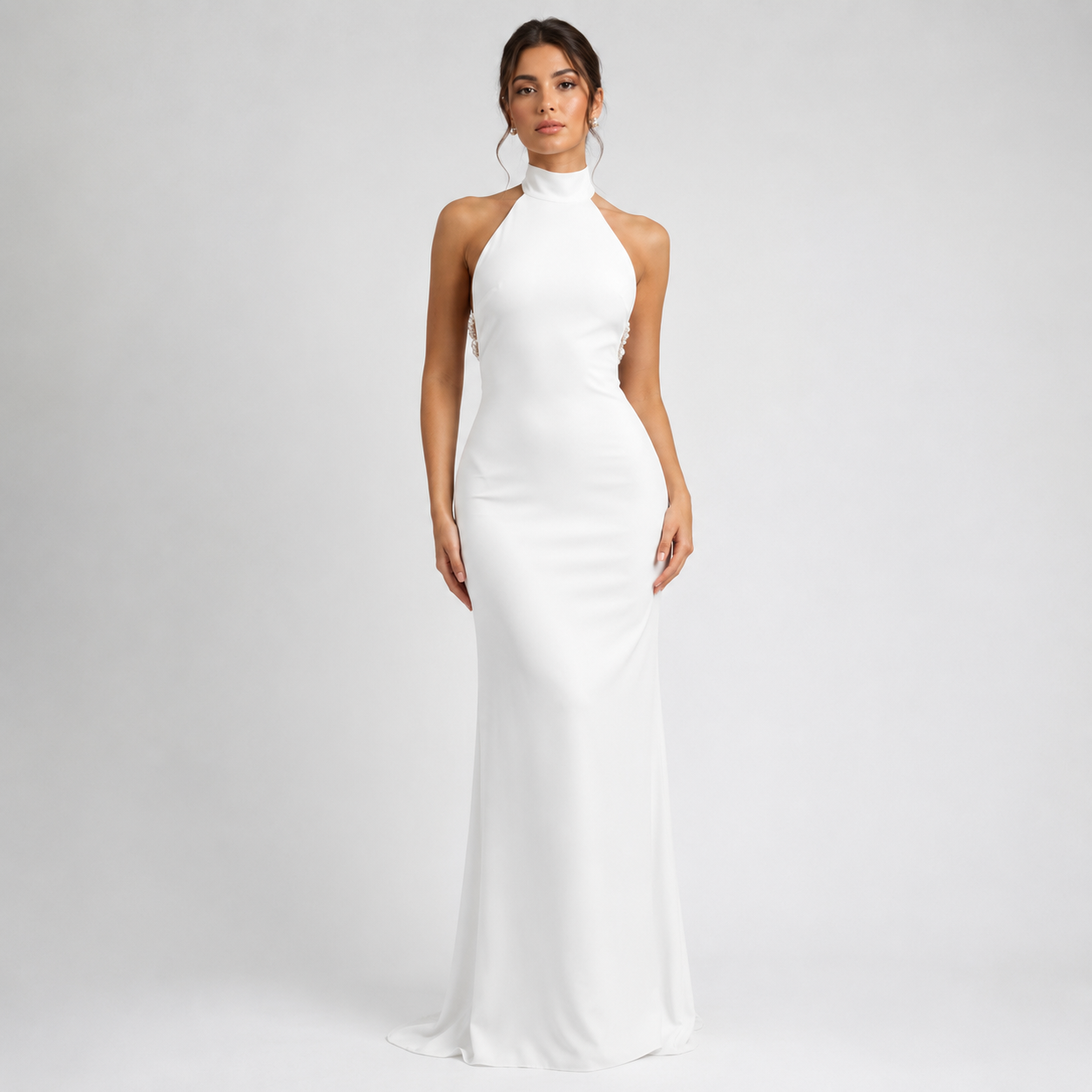 Reina | Backless Pearl Chain Maxi Dress