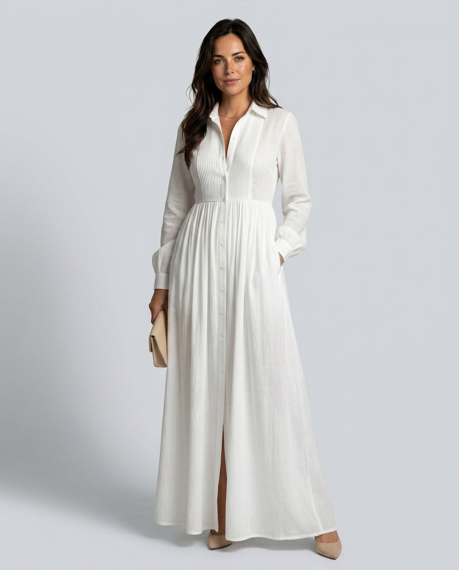 Lioren | Soft Flow White Maxi Dress