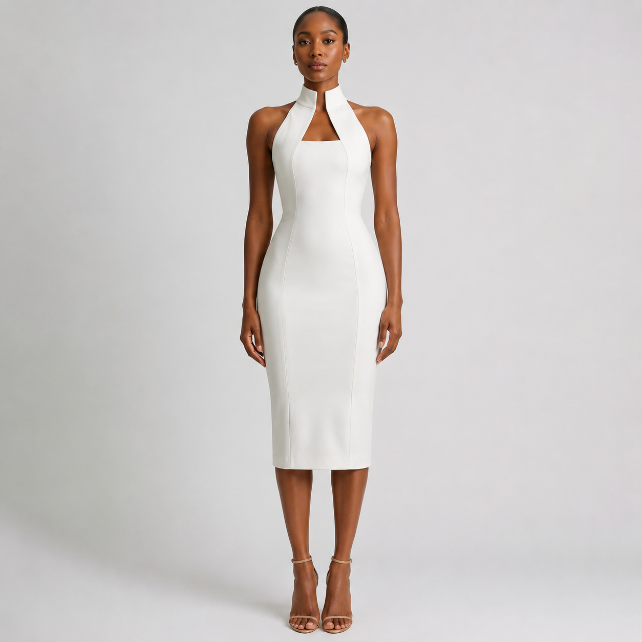 Cleona | Mock Neck Bodycon Midi Dress