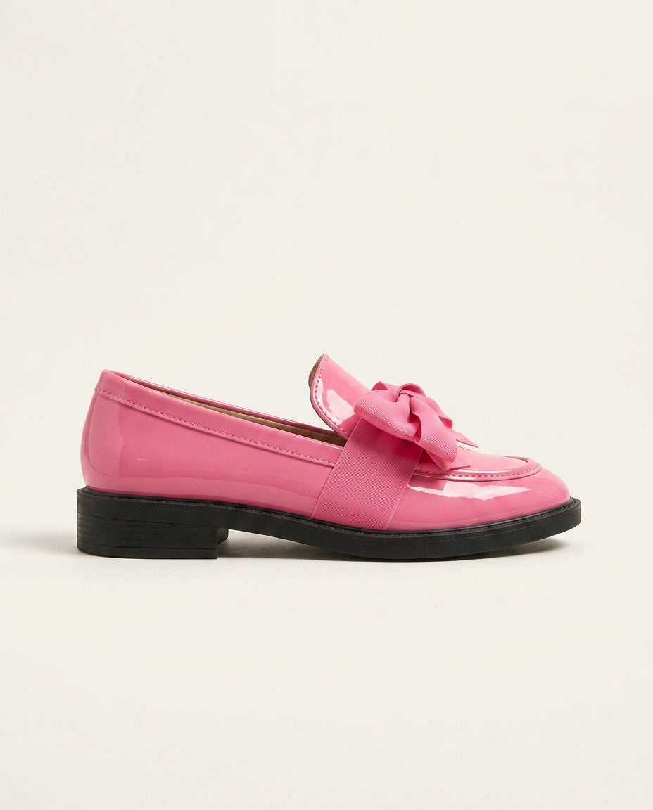 Emerson | Bow Detail Leather-Look Loafers