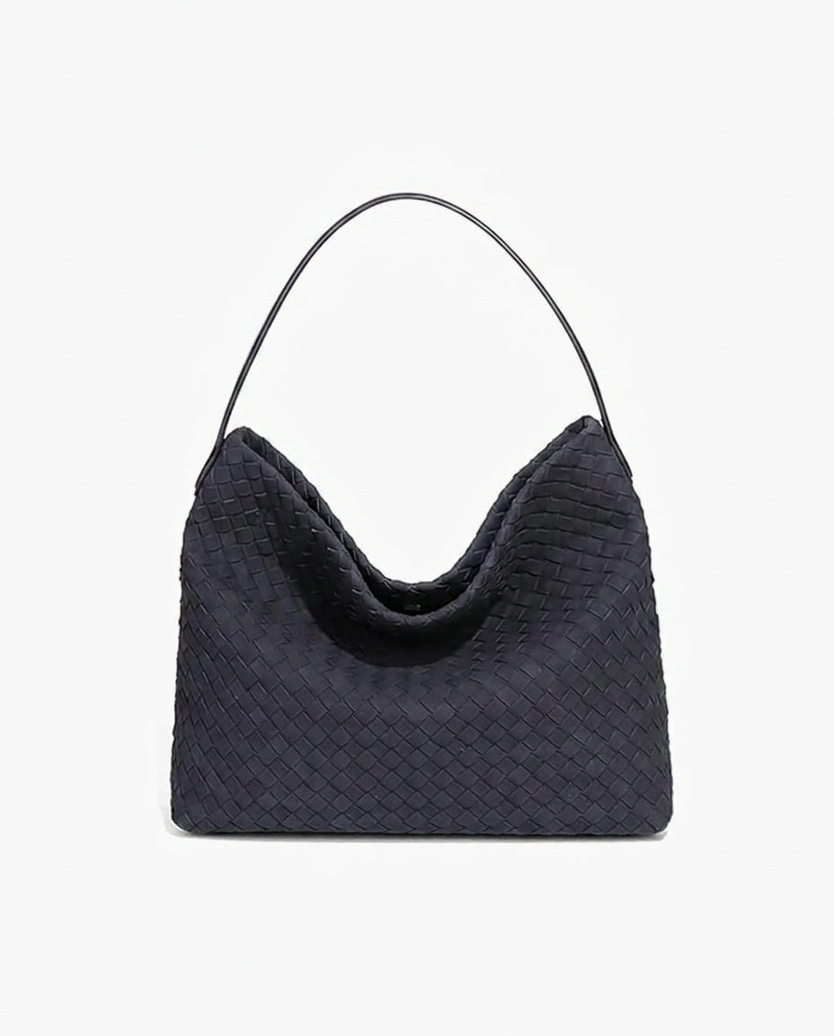 Structured Faux Suede Laptop Tote Bag