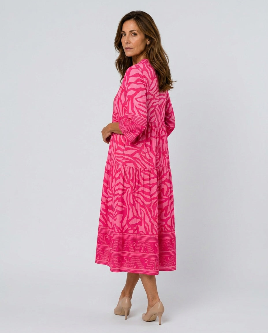Billie | Button Front Flowy Midi Dress