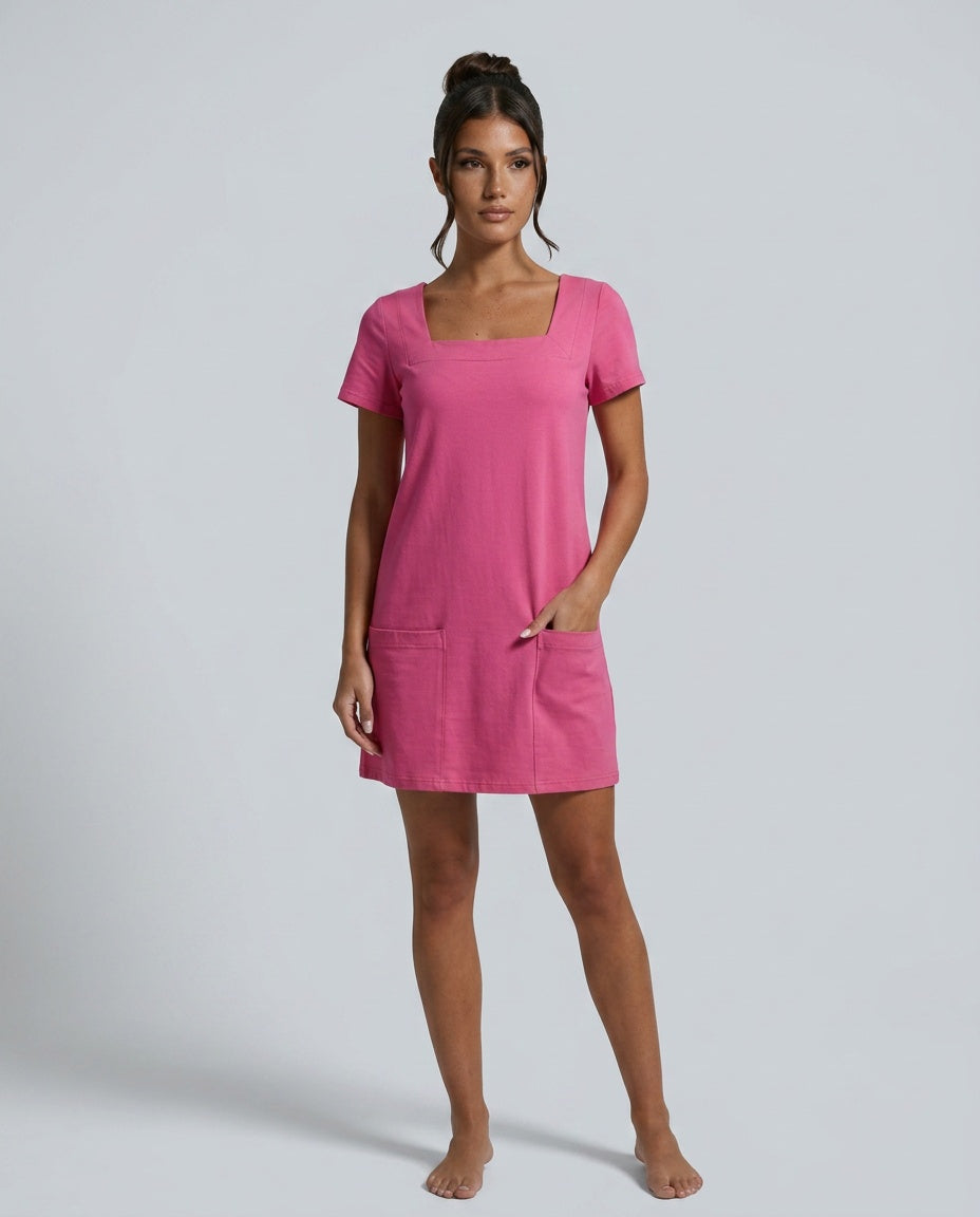 Hadley | Relaxed Square Neck Mini Sundress with Pockets