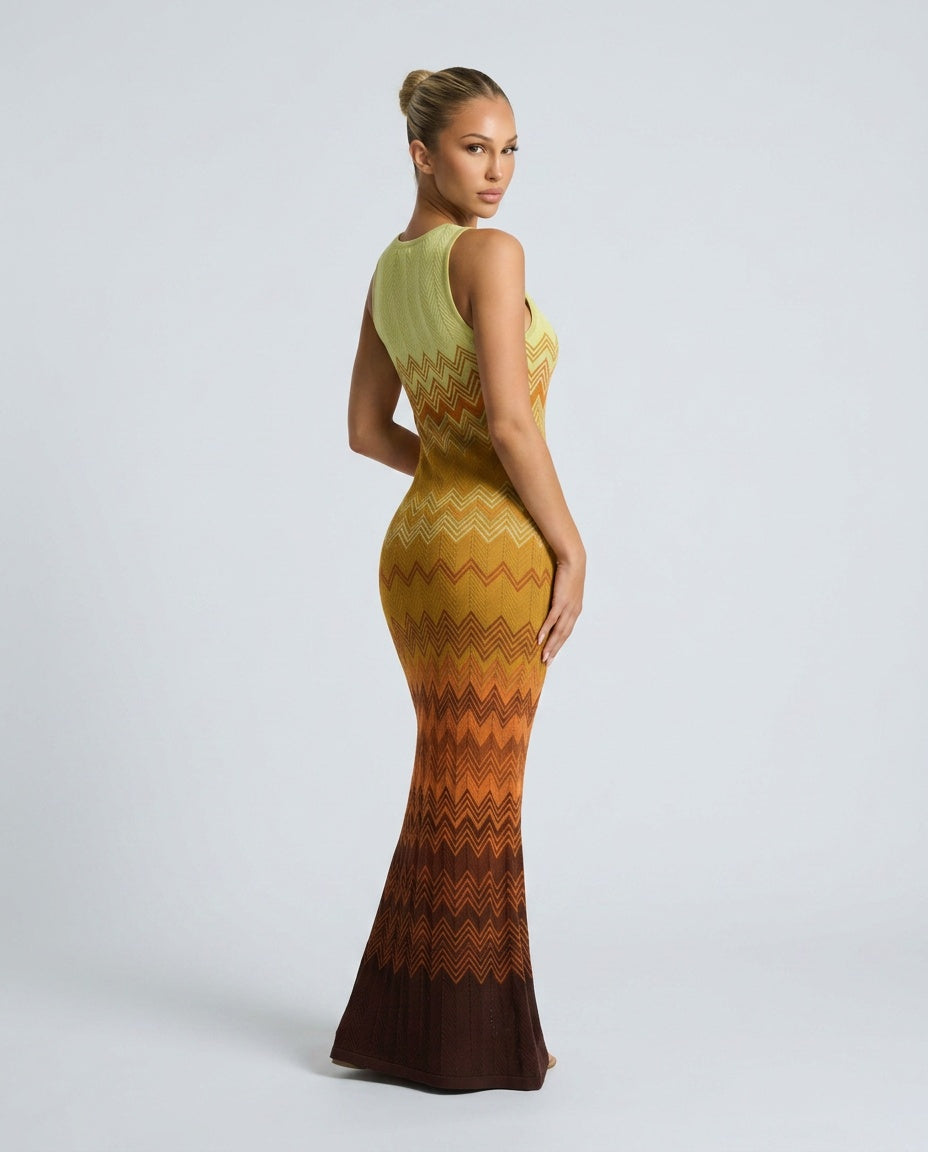 Vivienne | Ombre Knitted Sleeveless Maxi Dress