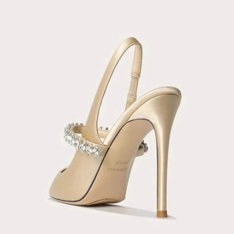 Reese | Satin-Look Pointed Toe Slingback Heels