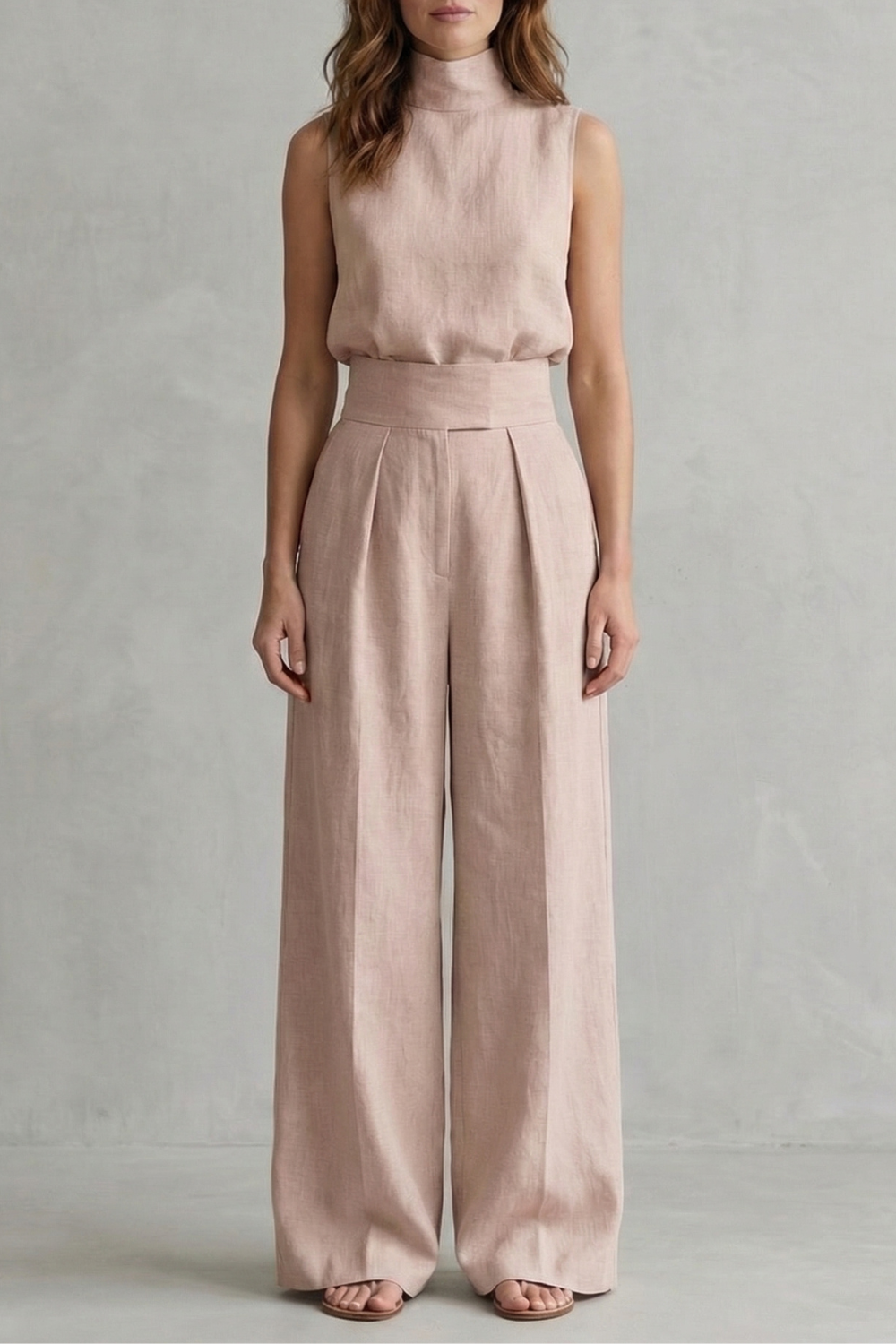 Serelisse | Sleeveless High-Neck Wide-Leg Trouser Set
