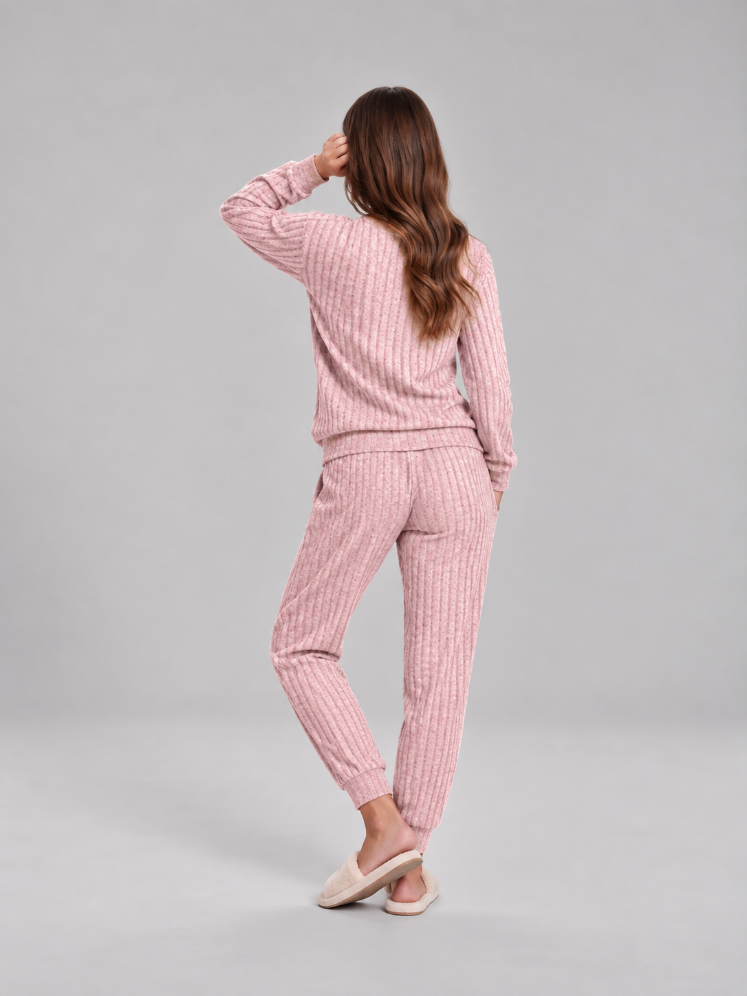 Violet | Relaxed Ribbed Knit Two-Piece Lounge Set