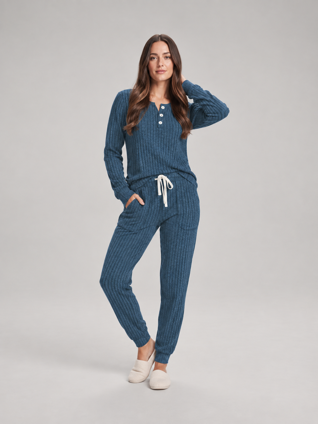 Violet | Relaxed Ribbed Knit Two-Piece Lounge Set