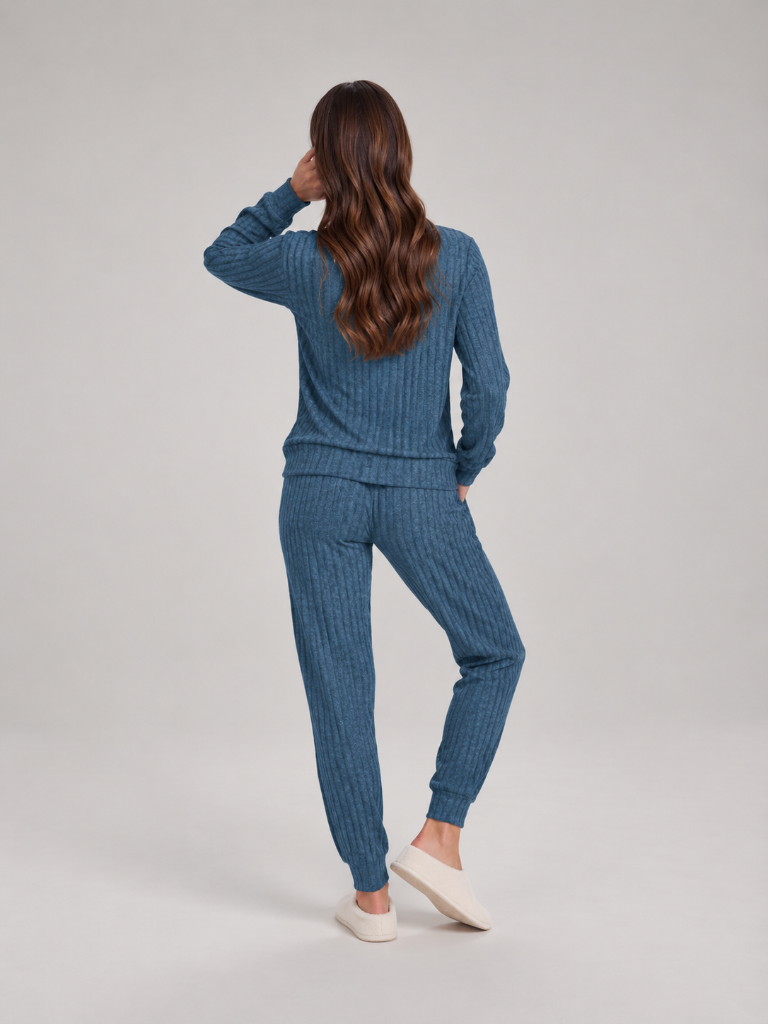 Violet | Relaxed Ribbed Knit Two-Piece Lounge Set
