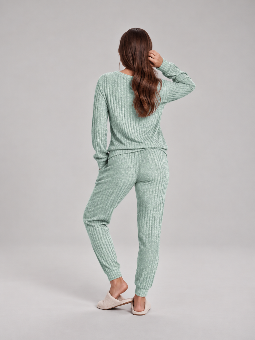 Violet | Relaxed Ribbed Knit Two-Piece Lounge Set