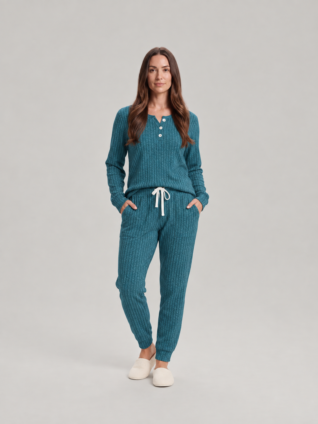 Violet | Relaxed Ribbed Knit Two-Piece Lounge Set