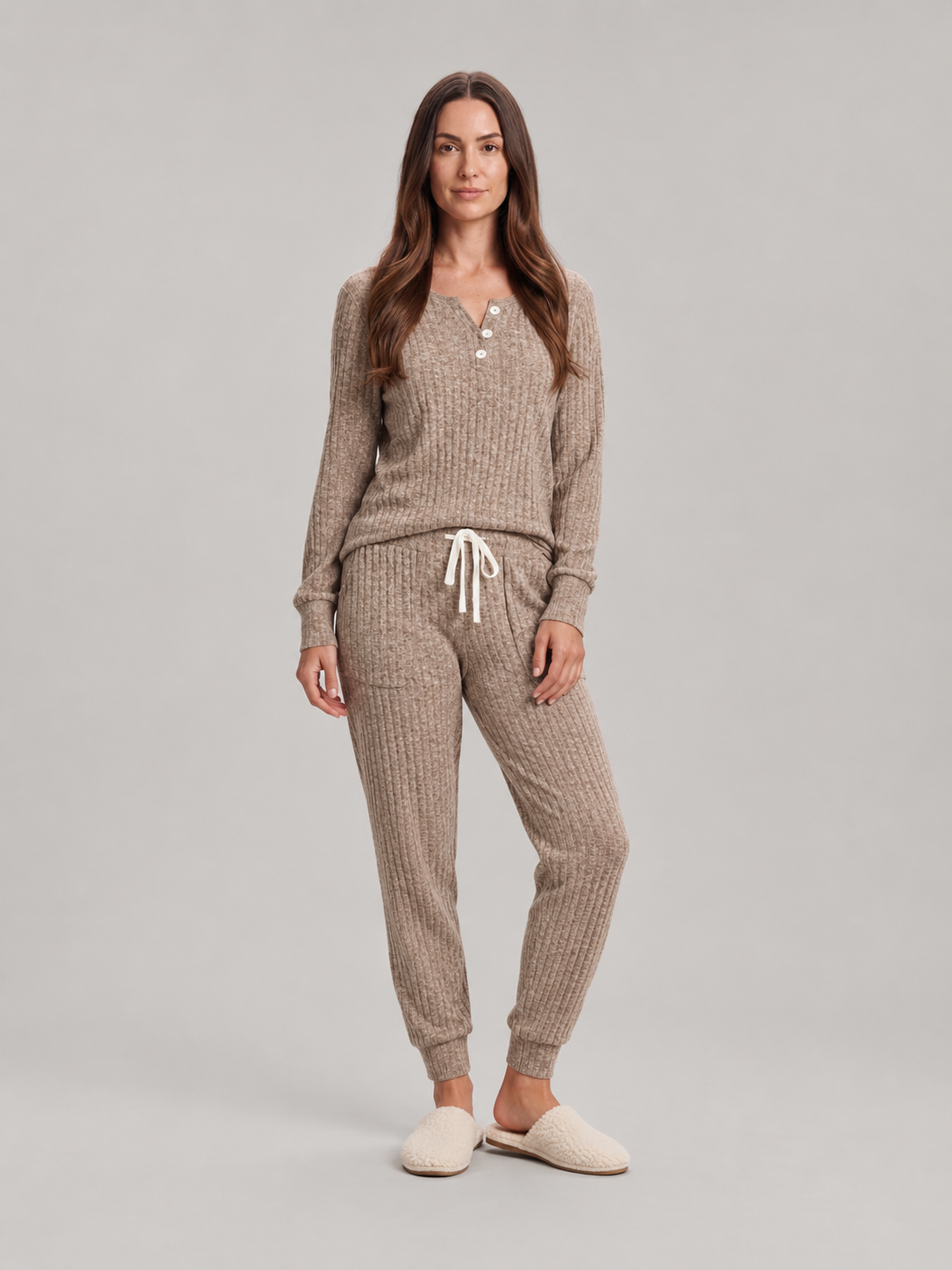 Violet | Relaxed Ribbed Knit Two-Piece Lounge Set