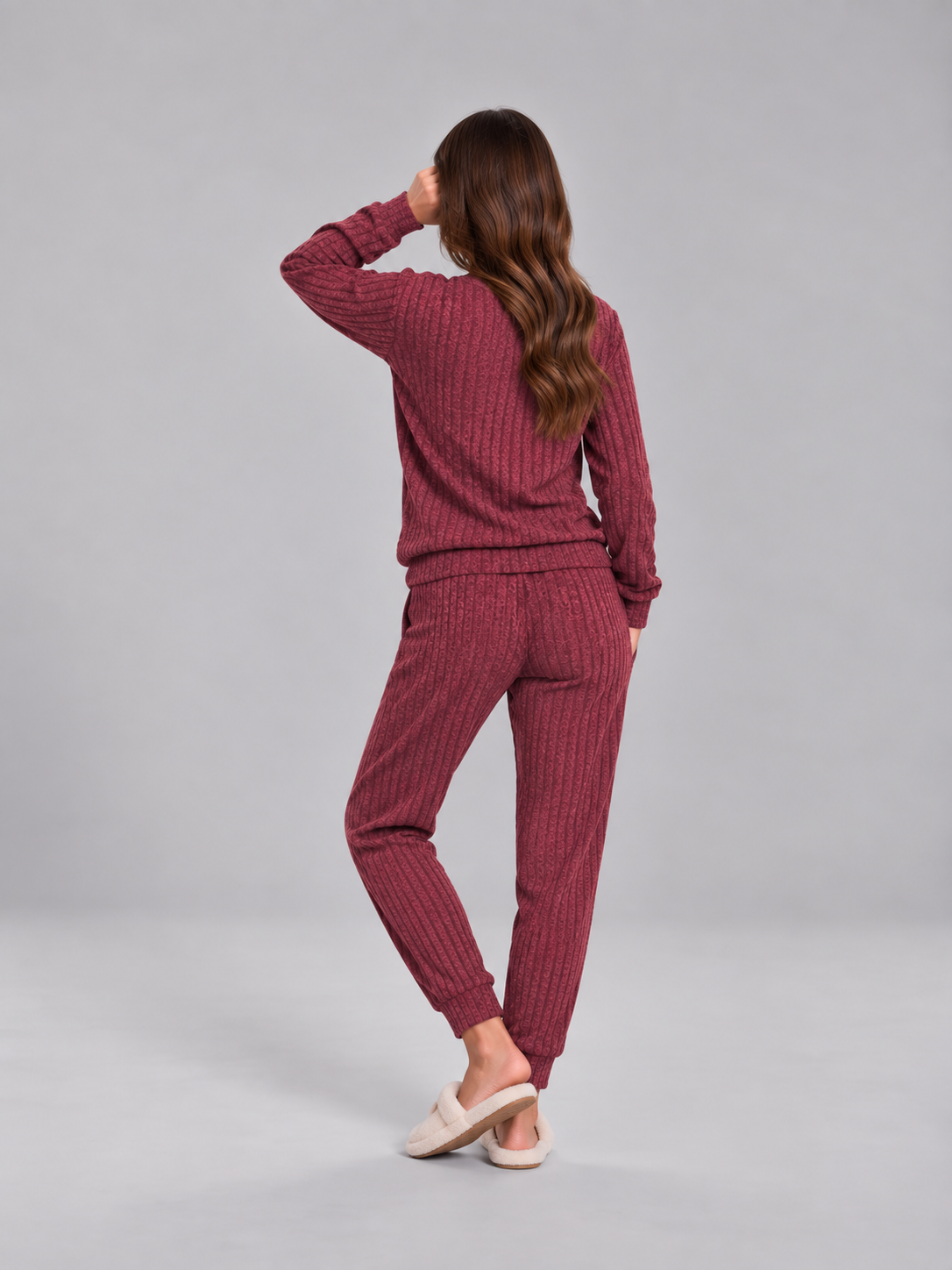 Violet | Relaxed Ribbed Knit Two-Piece Lounge Set