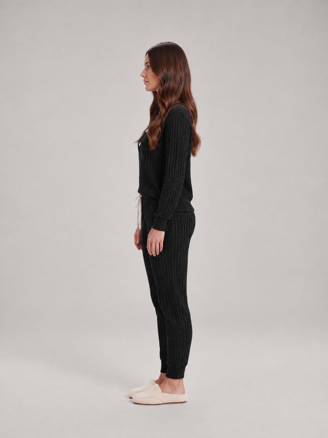 Violet | Relaxed Ribbed Knit Two-Piece Lounge Set