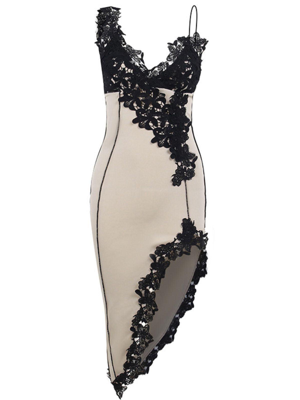 Anouk | Asymmetric Lace-Trim Midi Dress