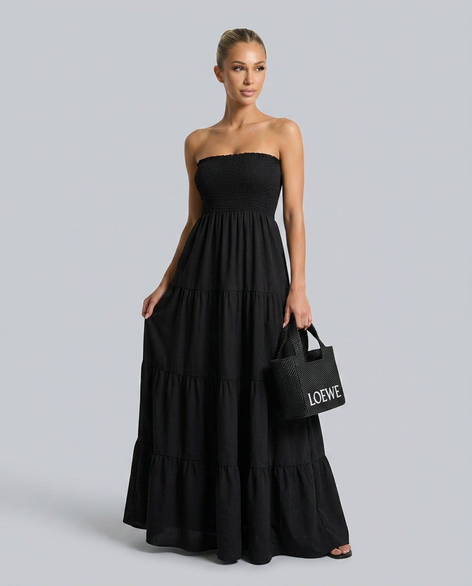 Harlow | Strapless Ruched Maxi Dress