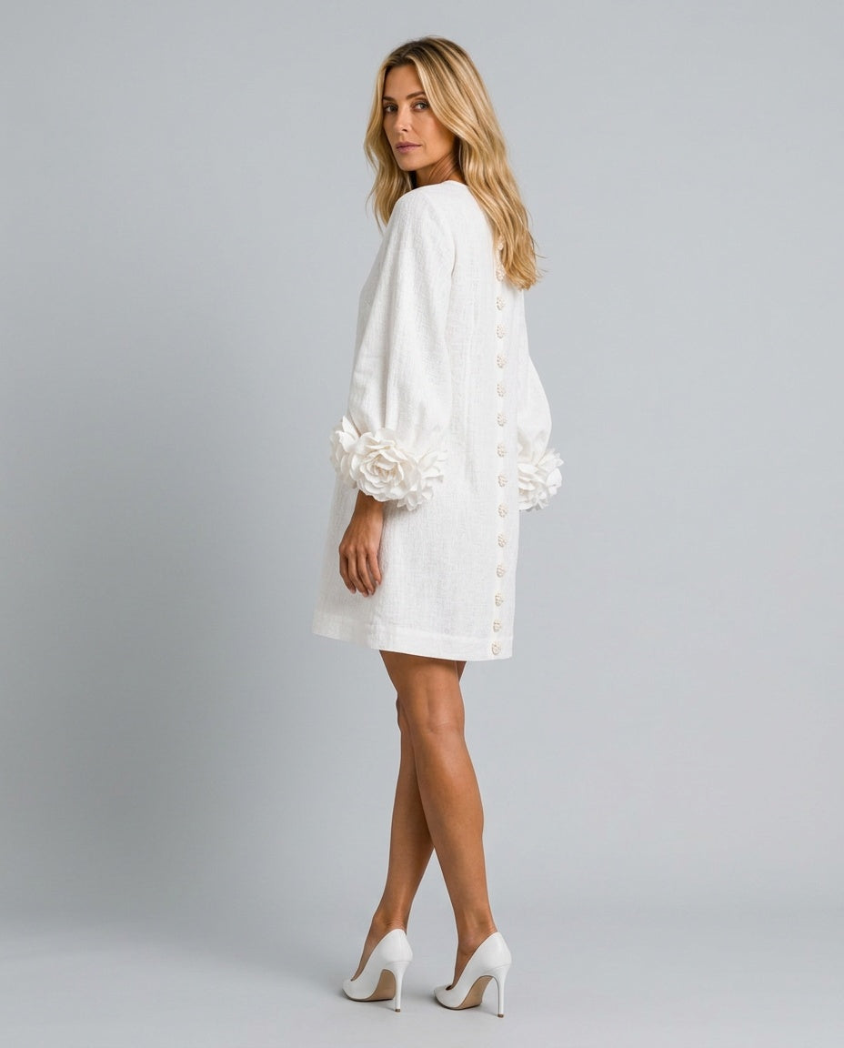 Mira | Balloon Sleeve Floral Cuff A-Line Mini Dress