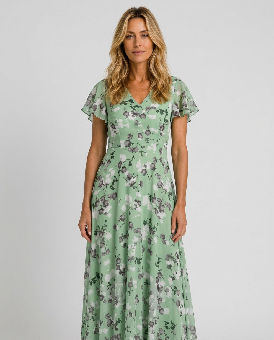Ruby | Floral Print Chiffon-Look Maxi Dress