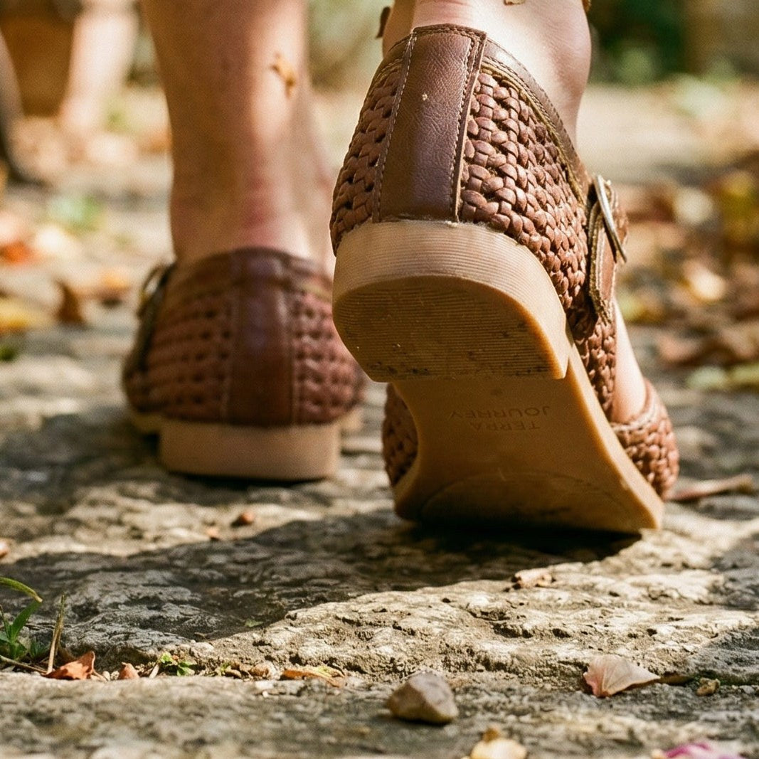 Maren | Adjustable Buckle Brown Flats