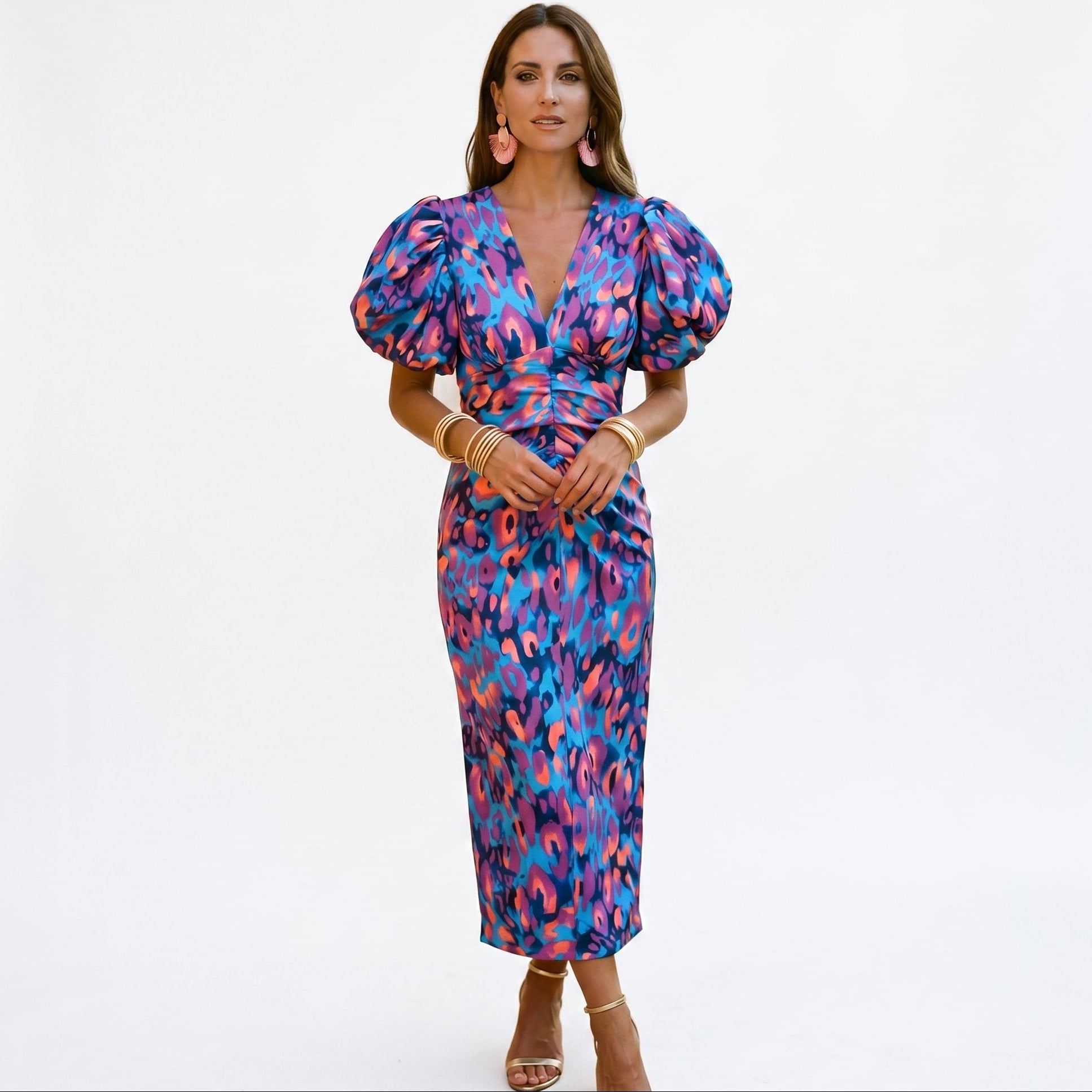 Talia | Puff Sleeve Midi Dress