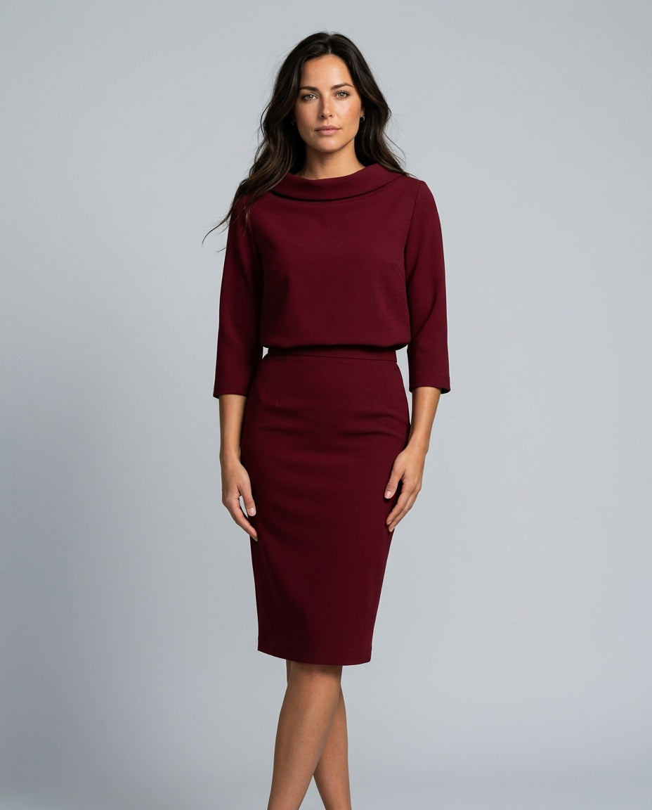 Alejandra | Boat Neck 3/4 Sleeve Midi Co-ord Set