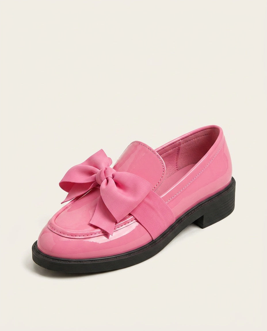 Emerson | Bow Detail Leather-Look Loafers