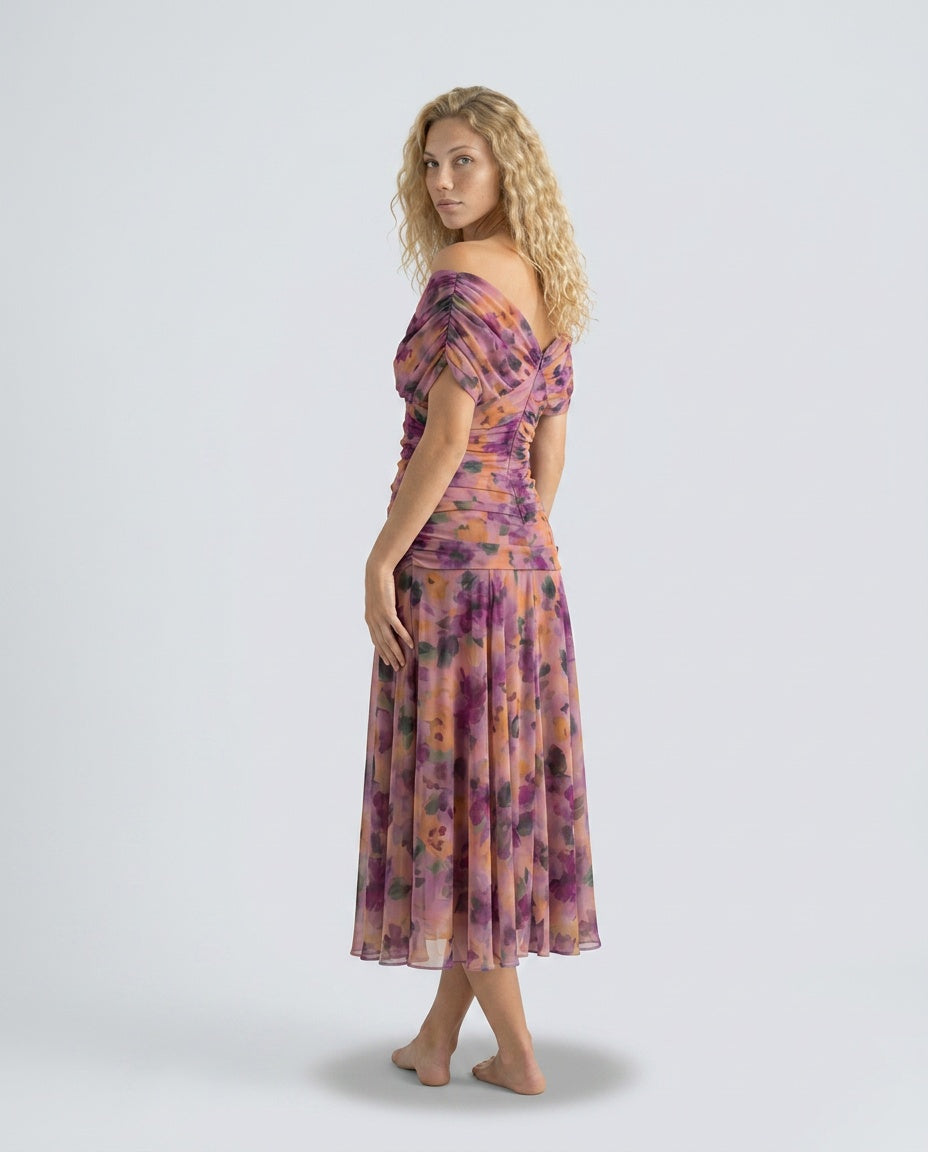 Orlene | Off-Shoulder Flowy Midi Dress