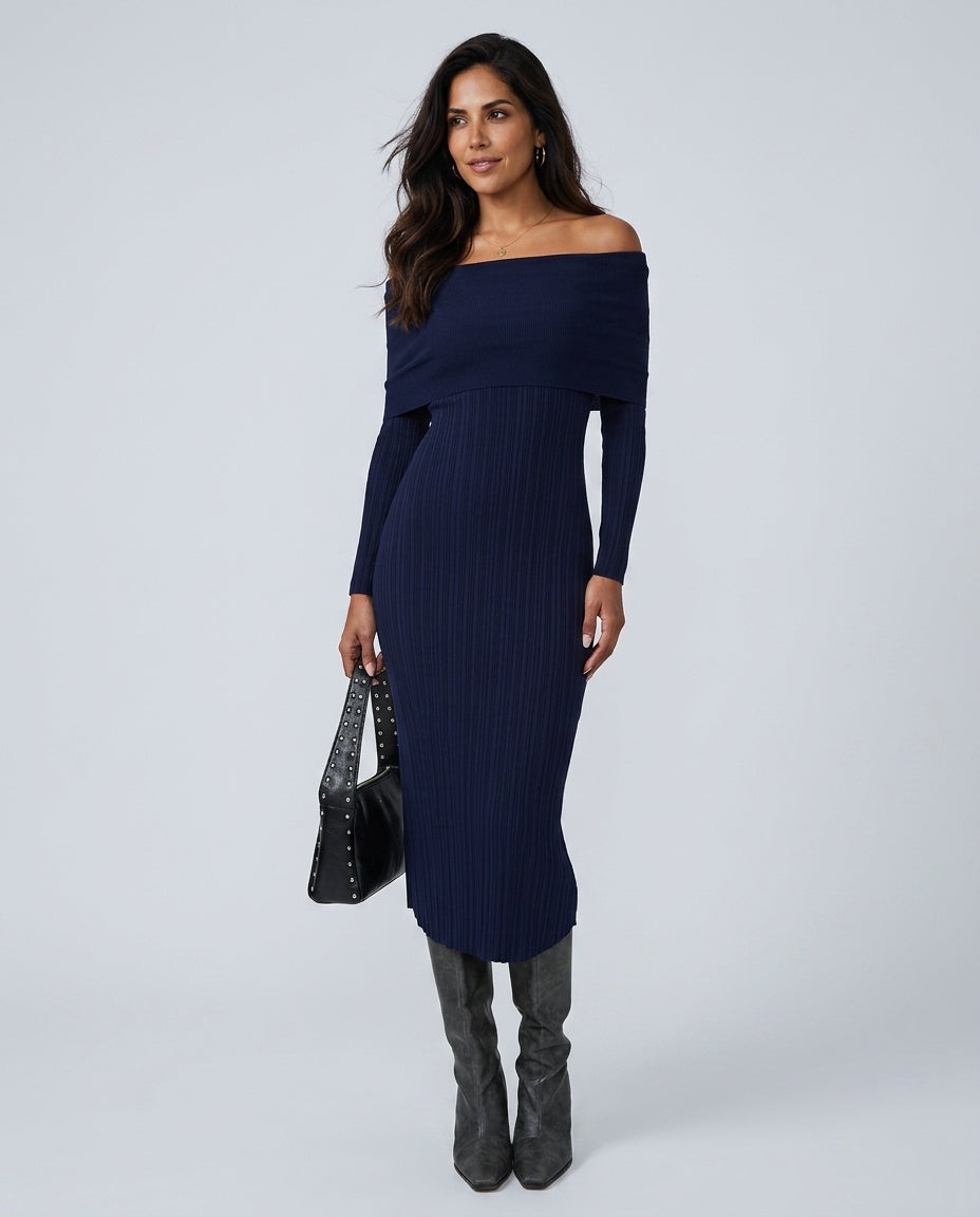 Lila | Long Sleeve Ribbed Maxi Dress