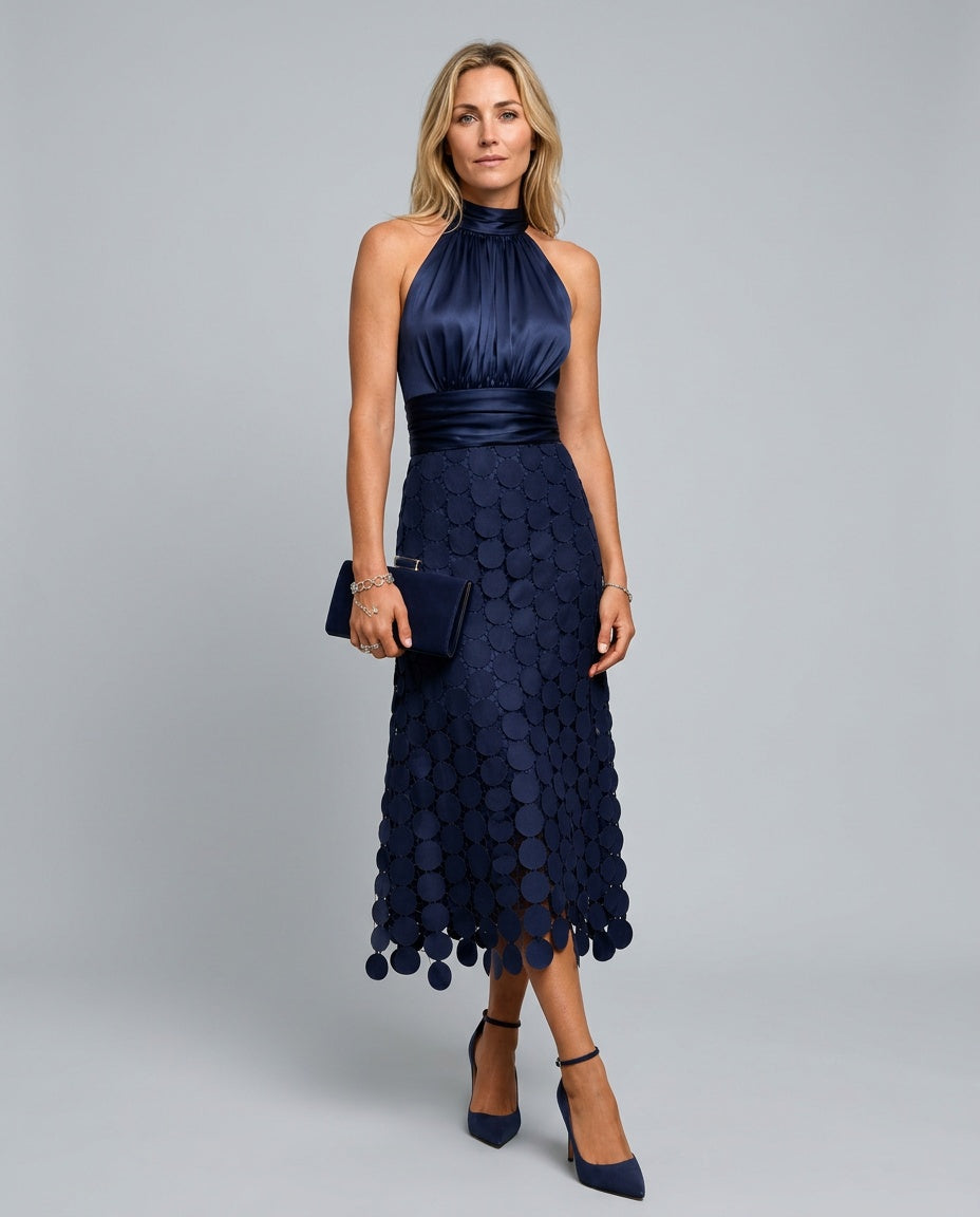 Estrella | Halter Neck Flowing Midi Dress
