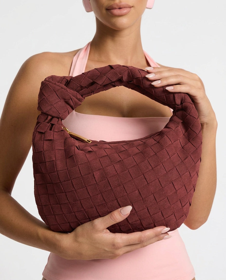 Woven Knot Detail Vegan Suede Mini Bag