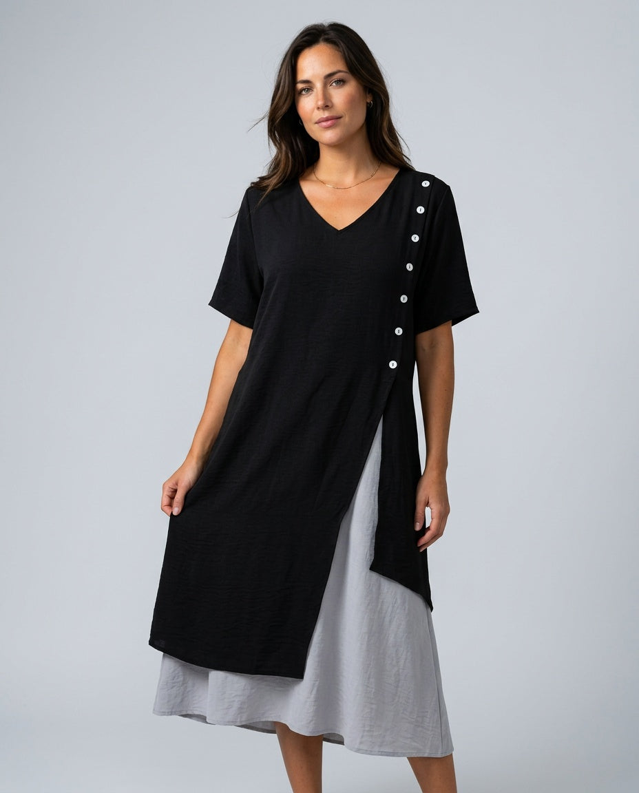 Micaela | Asymmetric Short Sleeve Two-Piece Set
