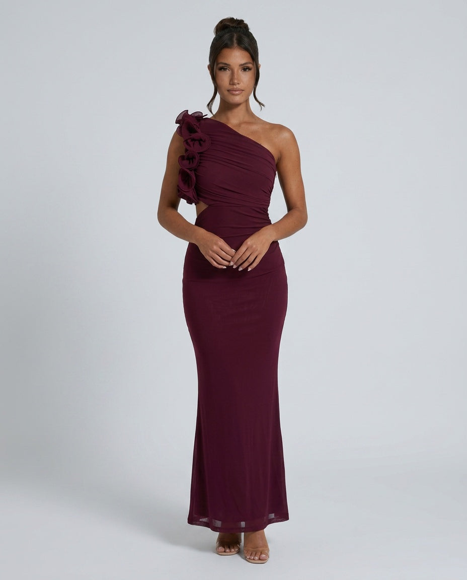 Lara | One Shoulder Ruffle Maxi Dress