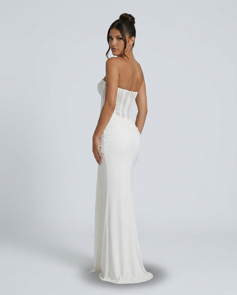 Ines | Off-Shoulder Strapless Black Tie Maxi Dress