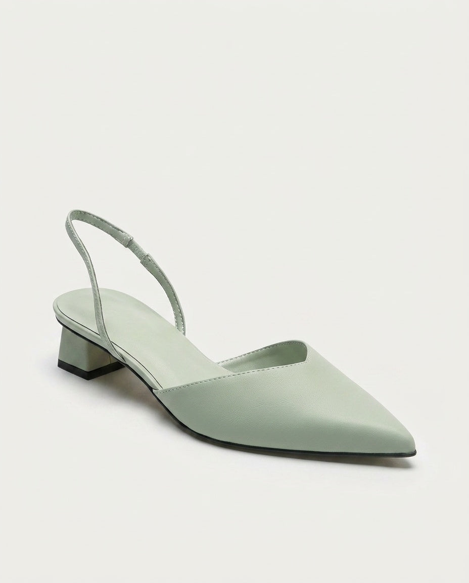 Gemma | Pointed Toe Slingback Block Heel Pumps
