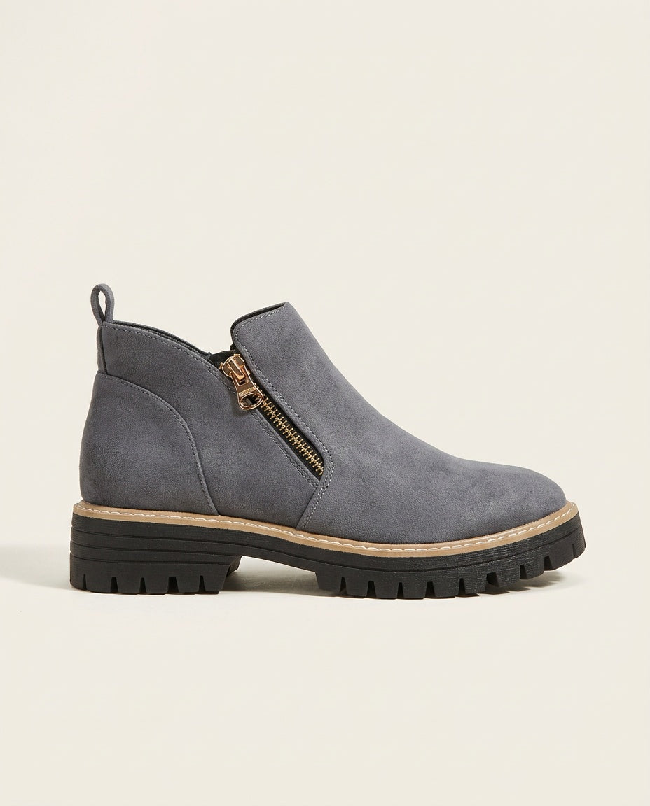 Rosa | Chunky Sole Zip Ankle Boots