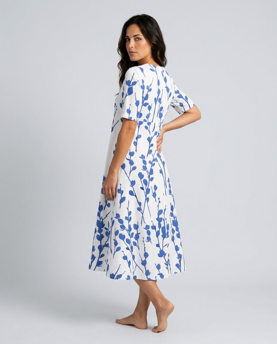 Nina | Soft Floral Print Midi Dress