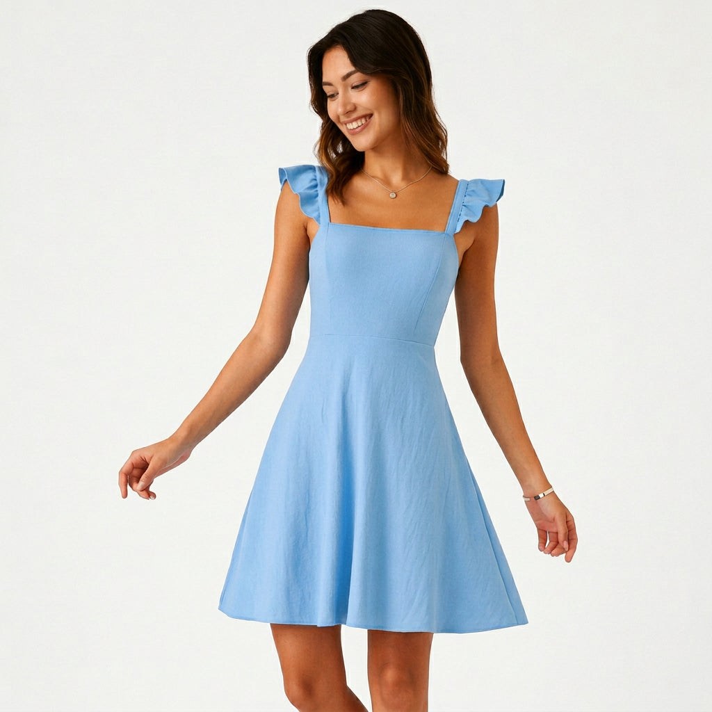 Isolde | Ruffle Strap Fit & Flare Mini Dress