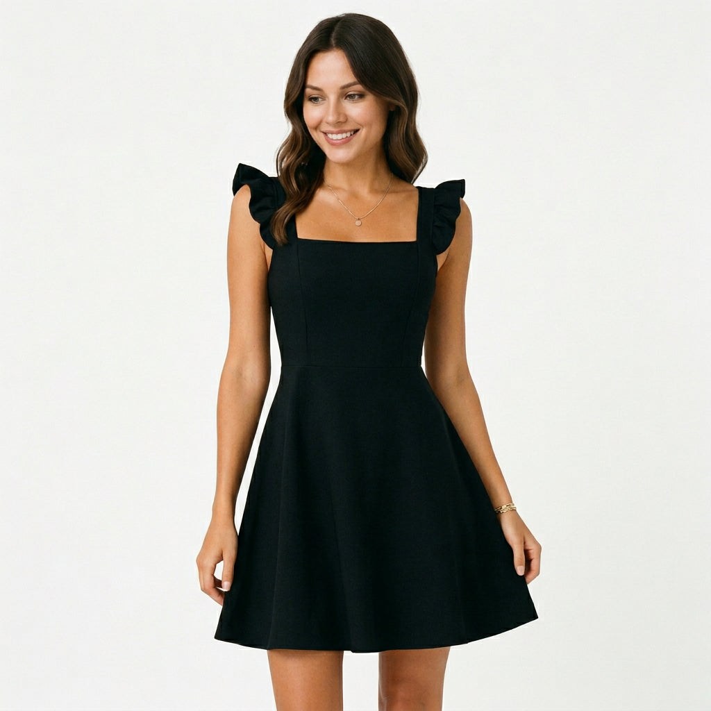 Isolde | Ruffle Strap Fit & Flare Mini Dress