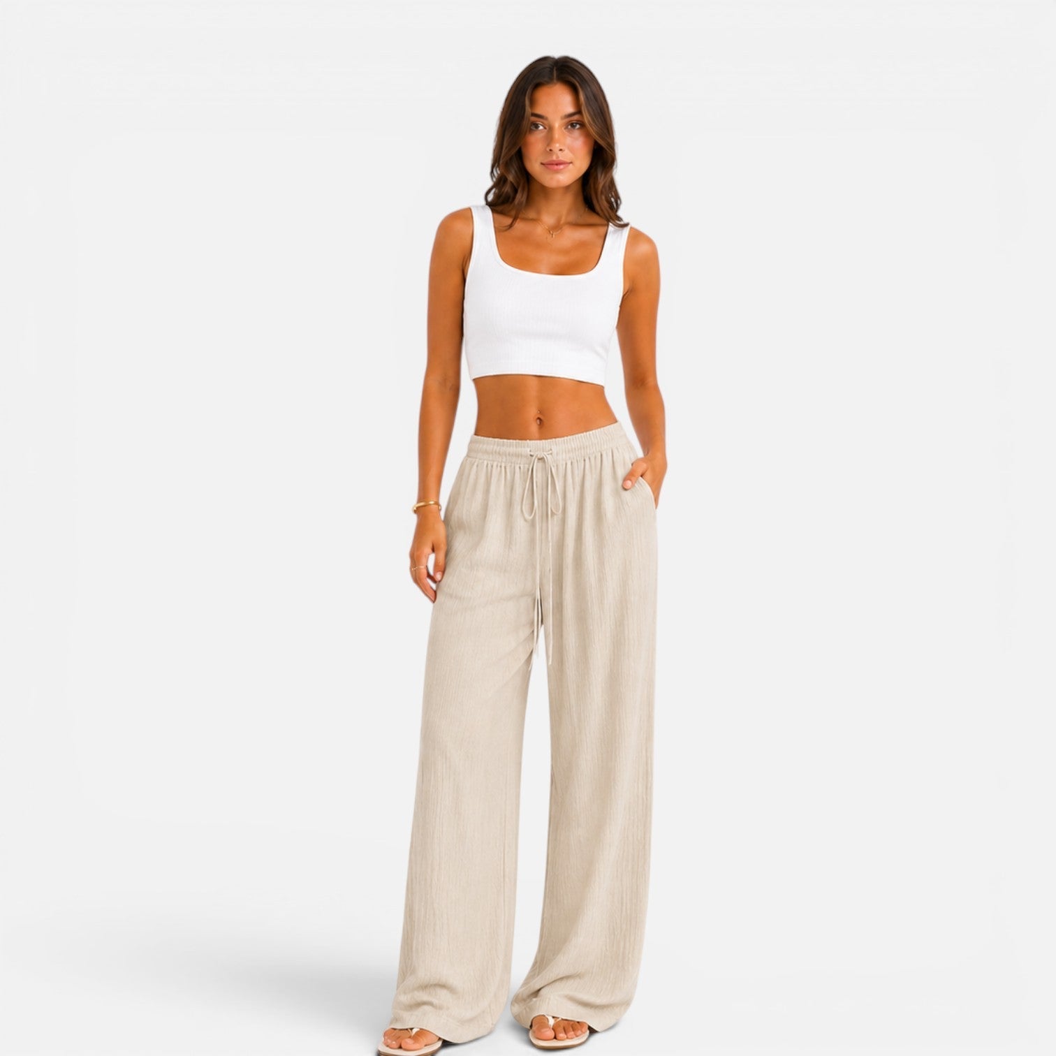 Celeste | Wide Leg Drawstring Comfort Trousers