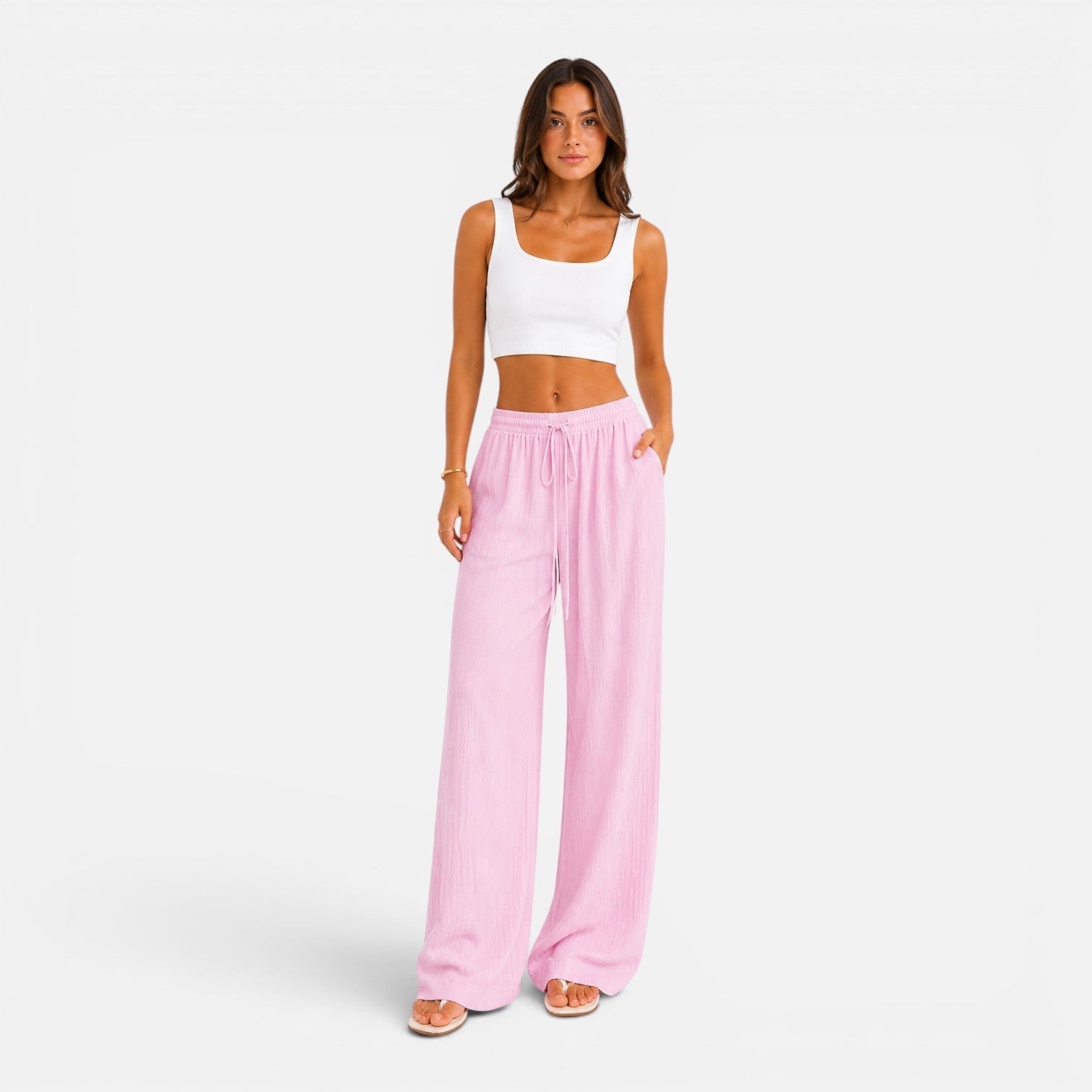 Celeste | Wide Leg Drawstring Comfort Trousers