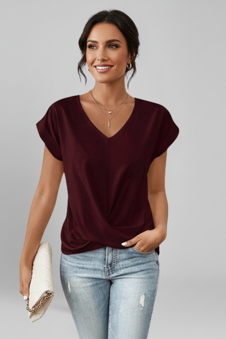 Petra | V-Neck Short Sleeve Blouse